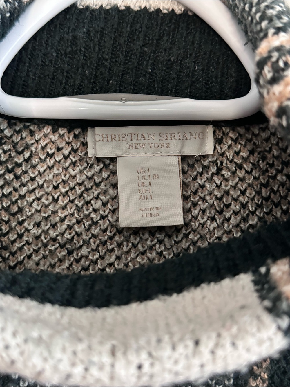 Christian Siriano Oversized Plaid Turtleneck Sweater - Black & White / Size L - Picture 2 of 2